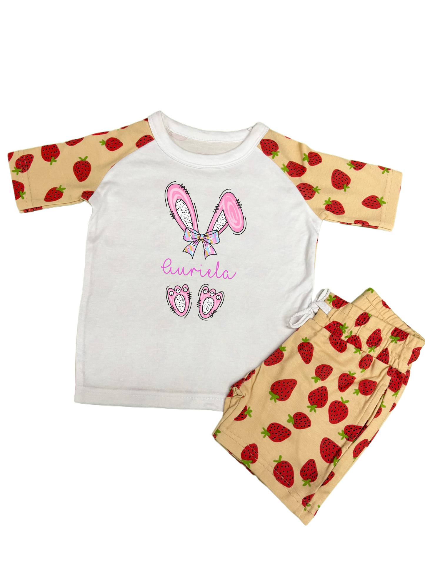 Pink Easter Bunny Short Strawberry Pjs